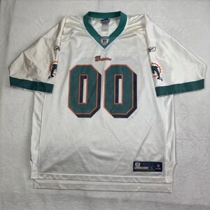 NFL Reebok Miami‎ Dolphins White Short Sleeve Jersey Distressed Men's XL